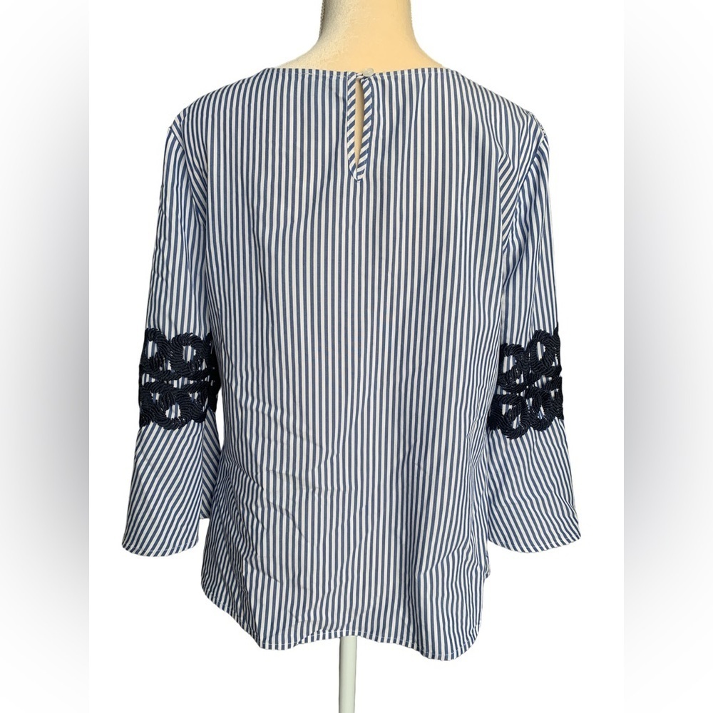 Como Vintage Striped Navy and White Long Sleeve Women's Top - Picture 2 of 7